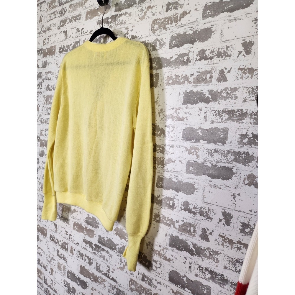 Vintage Izod Lacoste Cardigan Sweater Medium Yellow Preppy 90's Academia - Picture 7 of 14